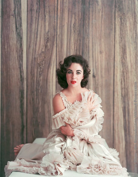 Mark Shaw Portrait Photograph - Elizabeth Taylor in Frills Portrait with Bare Shoulder