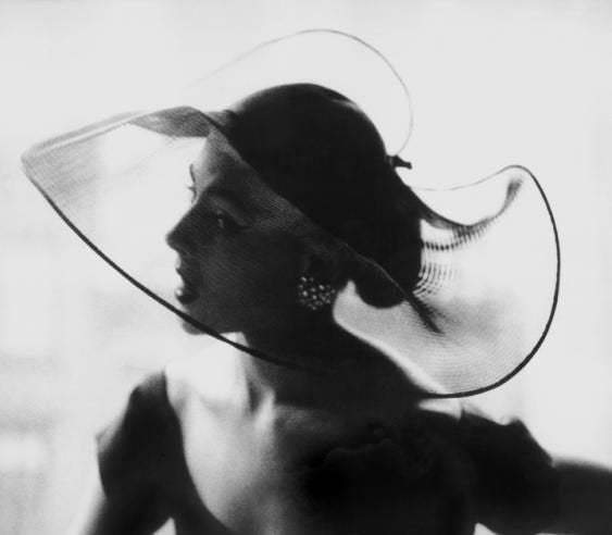 Lillian Bassman Black and White Photograph - Translucent Hat, 1950