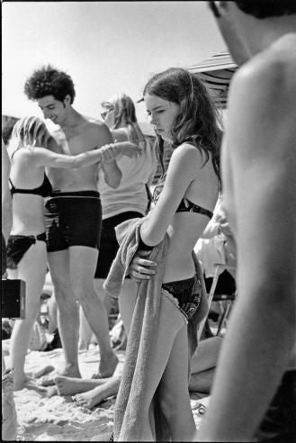 Joseph Szabo Black and White Photograph - Lonely Girl: Jones Beach, 1972