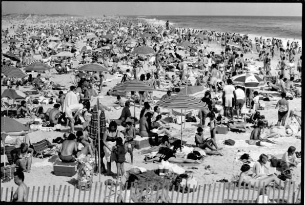 Joseph Szabo Black and White Photograph - Crowd: Jones Beach, 1989