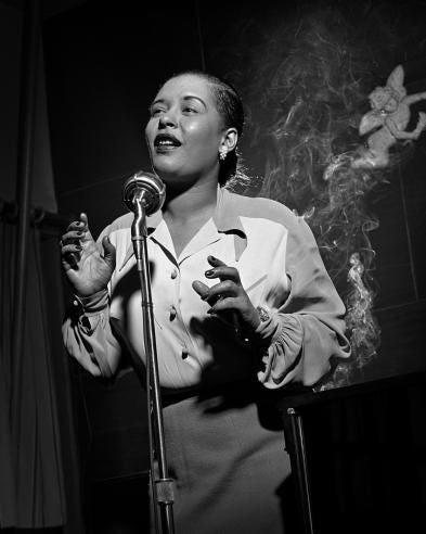 Herman Leonard Black and White Photograph - Billie Holiday, New York City, 1949 (BLH03)