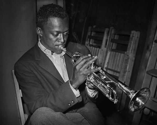 Herman Leonard Black and White Photograph - Miles Davis, New York City, 1949 (MLD08)
