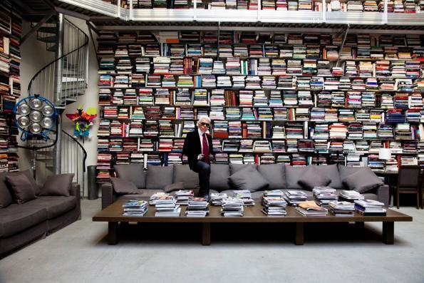 Todd Selby Portrait Photograph - Karl Lagerfield in His Library, 2009