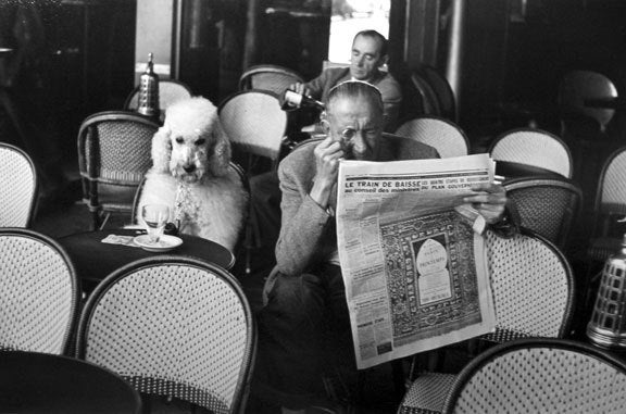Edouard Boubat Black and White Photograph - Cafe de Flore St. Germain des Pres, Paris, 1953
