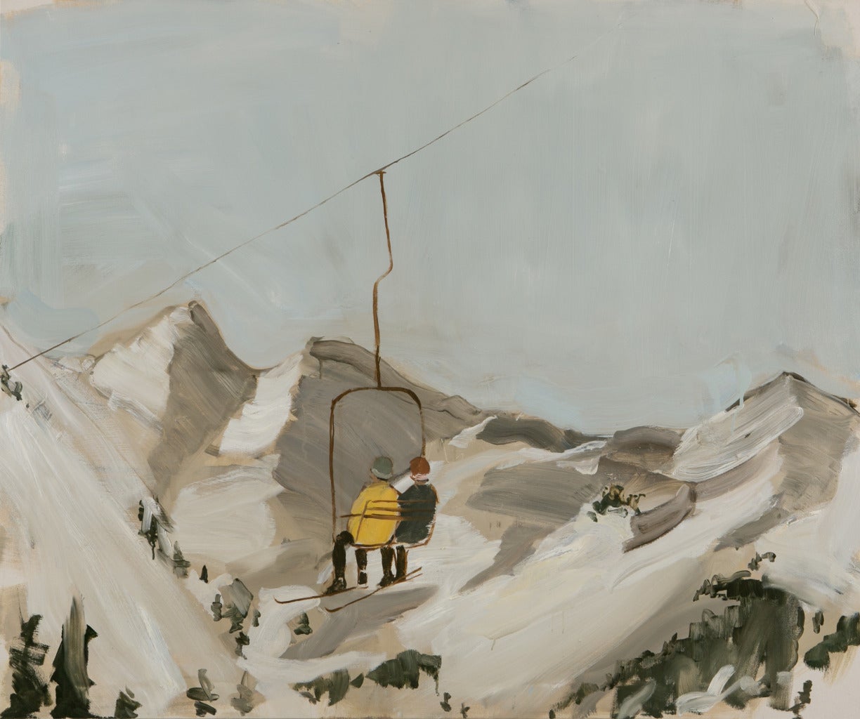 Gideon Rubin Figurative Painting - On the Chairlift
