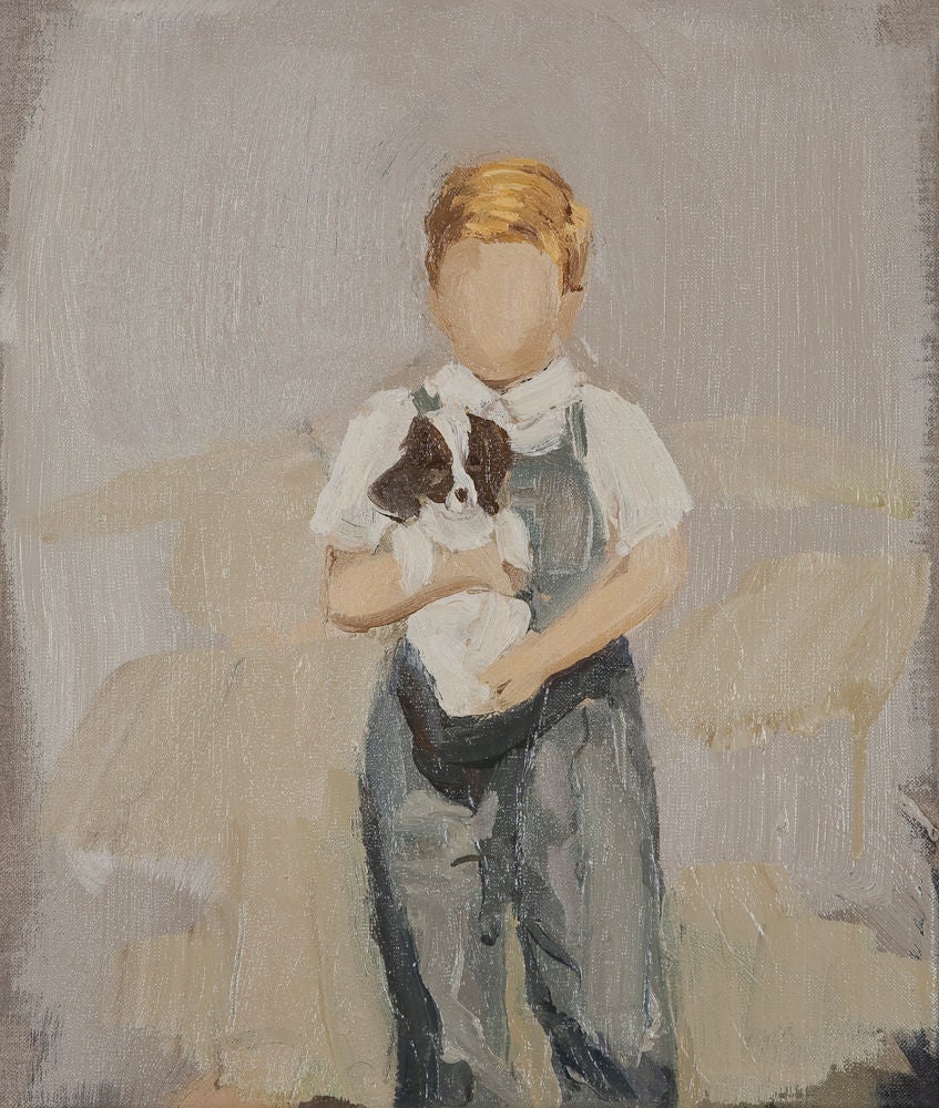 Gideon Rubin Portrait Painting - Boy with Dog
