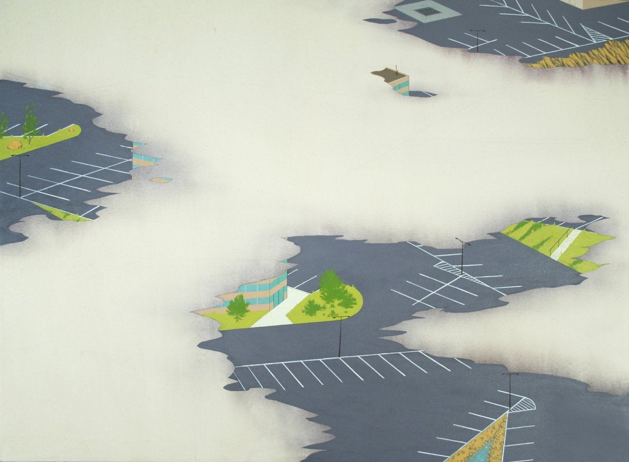 Chris Ballantyne Landscape Painting - Office Park (Clouds)