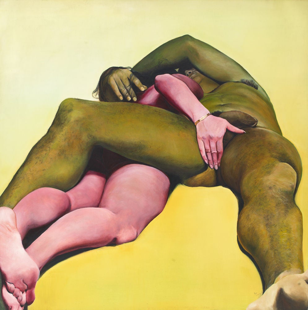Erotisch Gelb – Painting von Joan Semmel