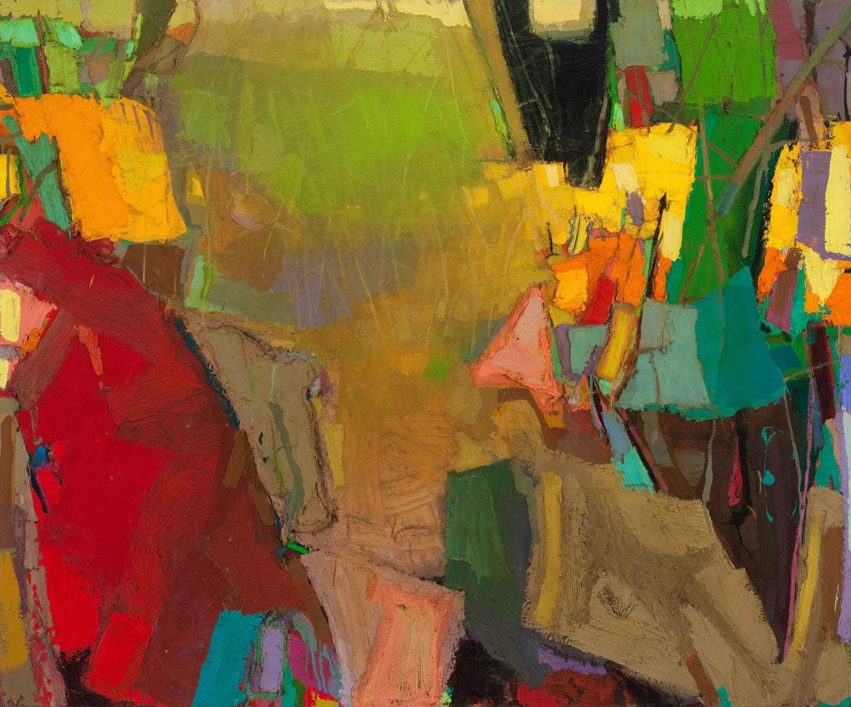 Brian Rutenberg Abstract Painting - Holly Hocks