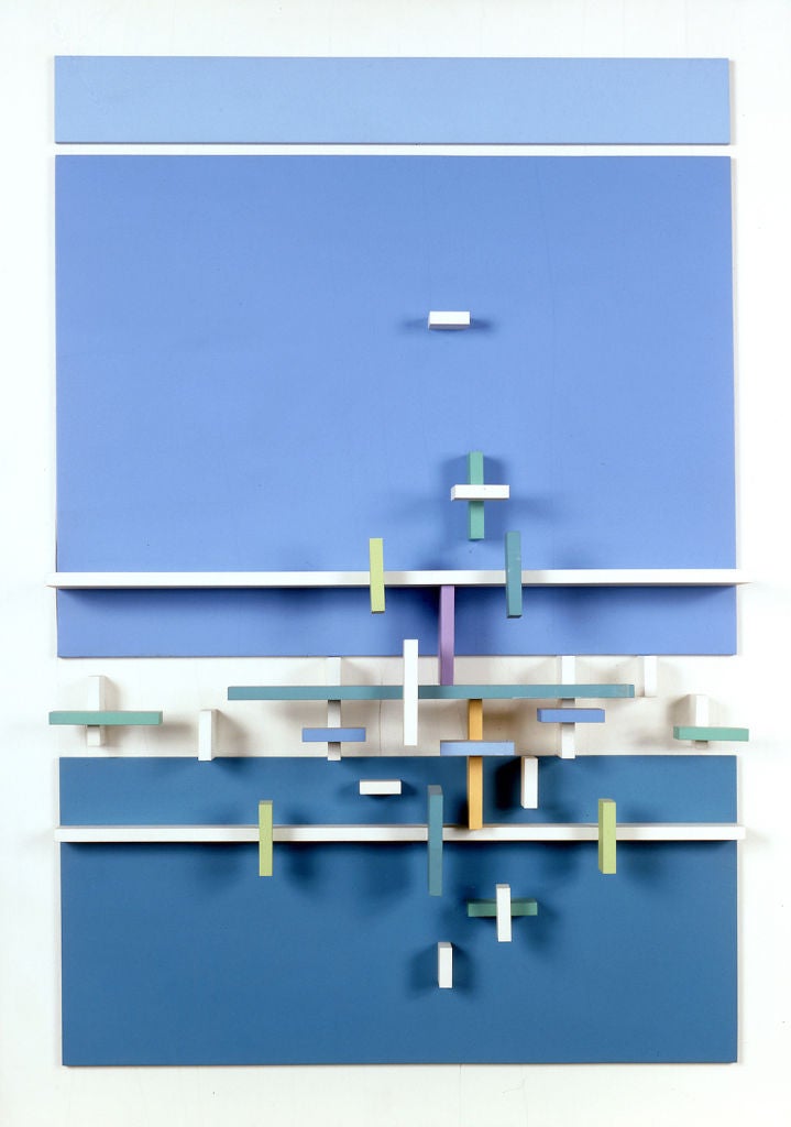 Eli Bornstein Abstract Sculpture - Structurist Relief No. 1-I (Sea Series)