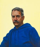 Vintage Self Portrait in Blue Hooded Sweatshirt