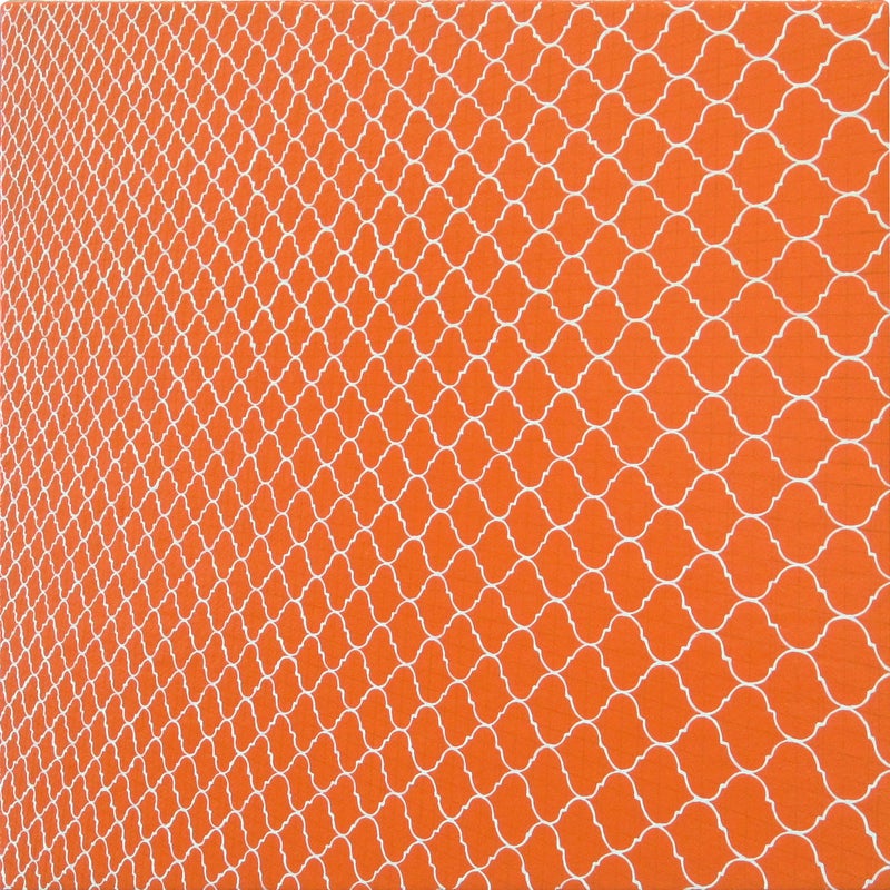 Sara Eichner Abstract Painting - scalloped shingles on orange