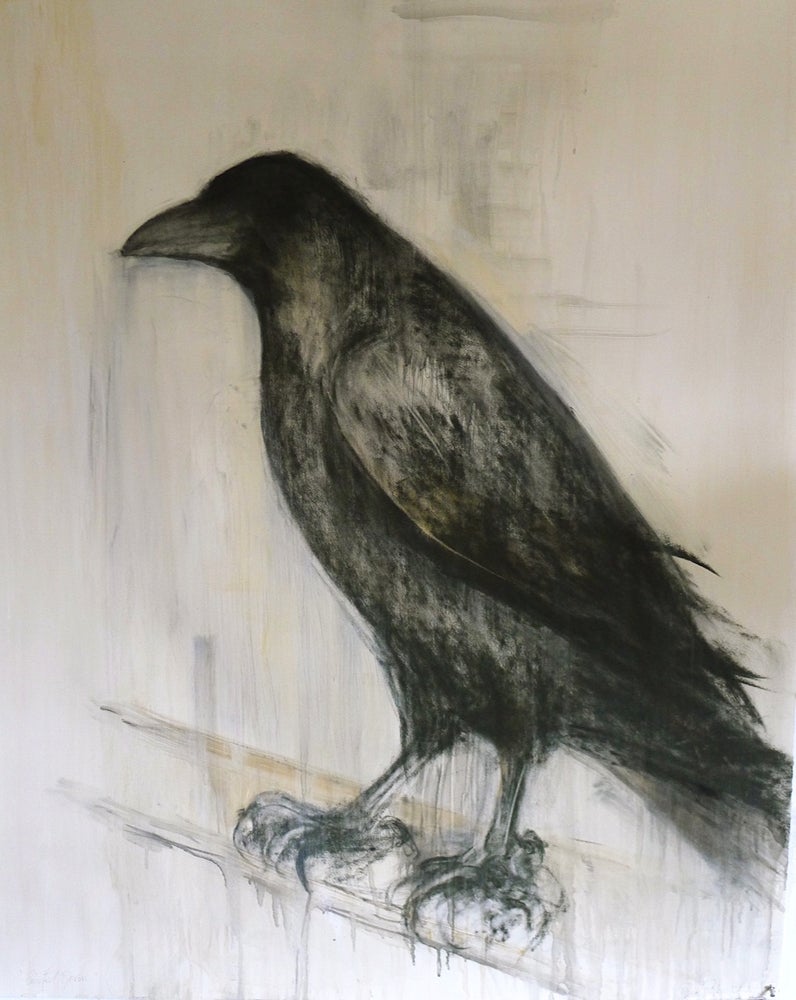 Painted Raven - Painting by Jane Rosen