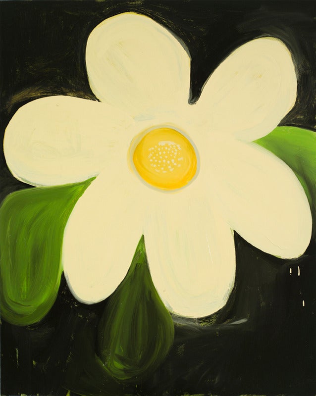 Kathryn Lynch Still-Life Painting - White Flower Yellow Center