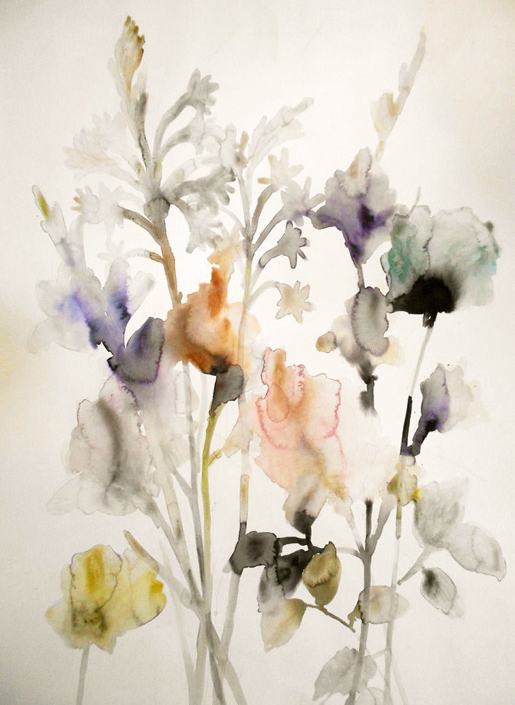 tuberose, gladiolas and rose 2 - Painting by Lourdes Sanchez