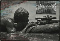 Wounded Croc in Mudflats of Alia Bay, Lake Rudolf (P.B with rifle in mud), 1965