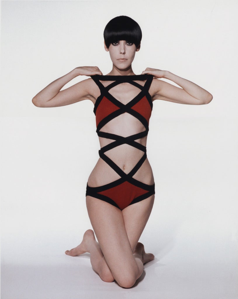 William Claxton Color Photograph - Peggy Moffitt in "Rouault" Swimsuit by Rudi Gernreich