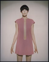 Peggy Moffitt in Pink Wool-Knit Dress with Transparent Vinyl Insert by Rudi Gernreich