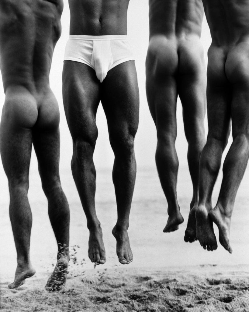 Herb Ritts Black and White Photograph - Jump, Paradise Cove, 1987