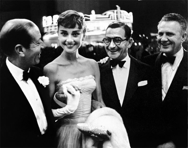 Phil Stern Black and White Photograph - Audrey Hepburn, Cole Porter, Irving Berlin, and Don Hartman, Los Angeles