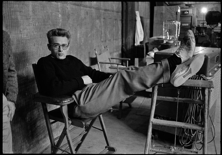 Phil Stern Black and White Photograph - James Dean (Feet Up)