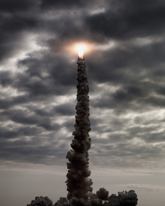 Dan Winters Color Photograph - Endeavour Passes Through the Clouds, May 16, 2011