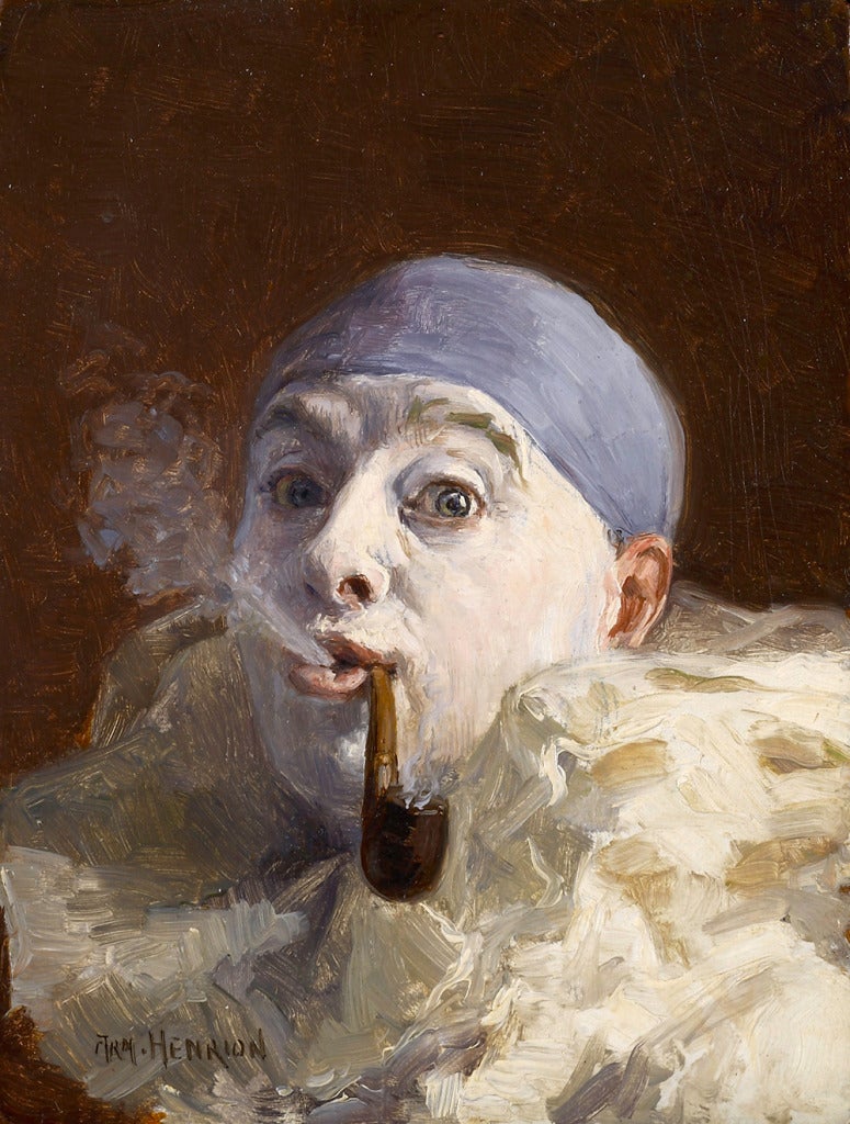 Armand (François Joseph) Henrion Portrait Painting - Clown Smoking Pipe
