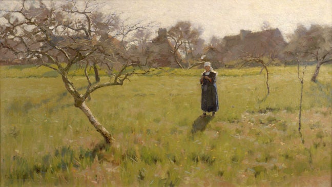 Arthur Wesley Dow Landscape Painting - Brittany Field with Figure