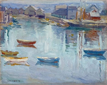 Charles Salis Kaelin Landscape Painting - Boats in Harbor