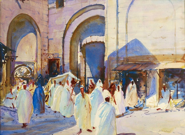 John Whorf Figurative Painting – Markt, Algerien