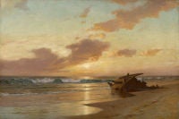 Coastal Scene at Sunset (New York or New Hampshire)