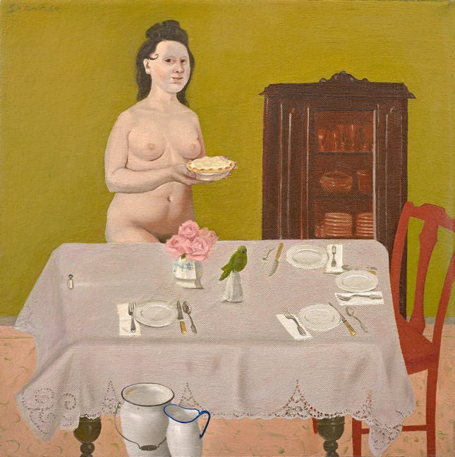 Honore Sharrer Nude Painting - The Dining Room