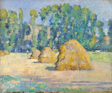 Theodore Wendel Landscape Painting - Giverny Haystacks