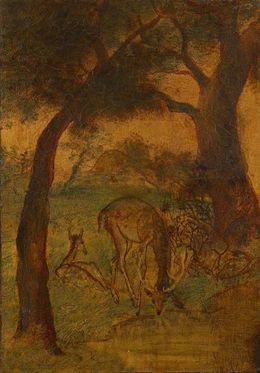 Albert Pinkham Ryder Animal Painting - A Stag Drinking