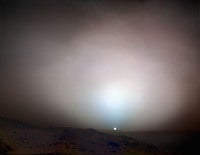 Sunset on Mars, Spirit Rover, May 19, 2005,
