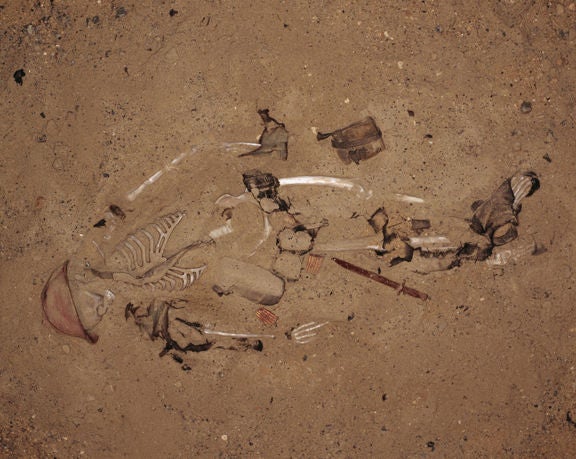 Paolo Ventura Color Photograph - War Souvenir #12 (August 1946. Remains of a British soldier found during a dig near a farmhouse in Foligno.), 2005