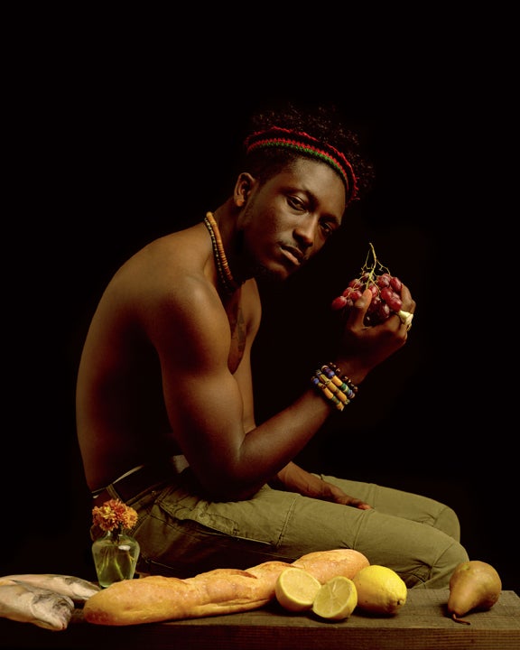 Awol Erizku Portrait Photograph - Boy Holding Grapes, 2012