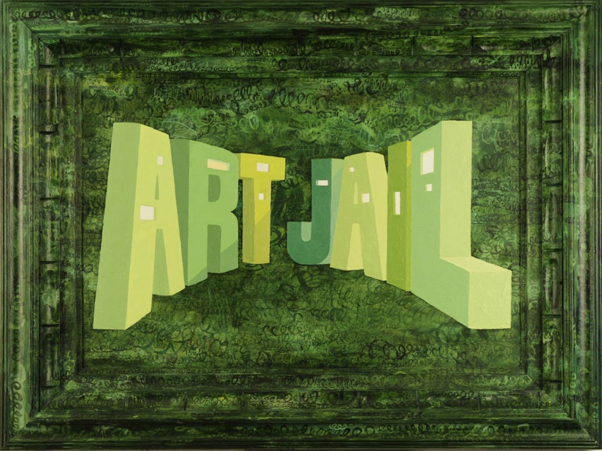 ART JAIL - Painting by Wayne White