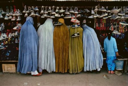 Steve McCurry Color Photograph - Afghan Women at Shoe Store, Kabul, Afghanistan, 1992 