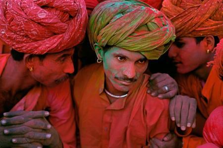Villagers Participating in the Holi Festival, Rajasthan, India, 1996  - Photograph by Steve McCurry