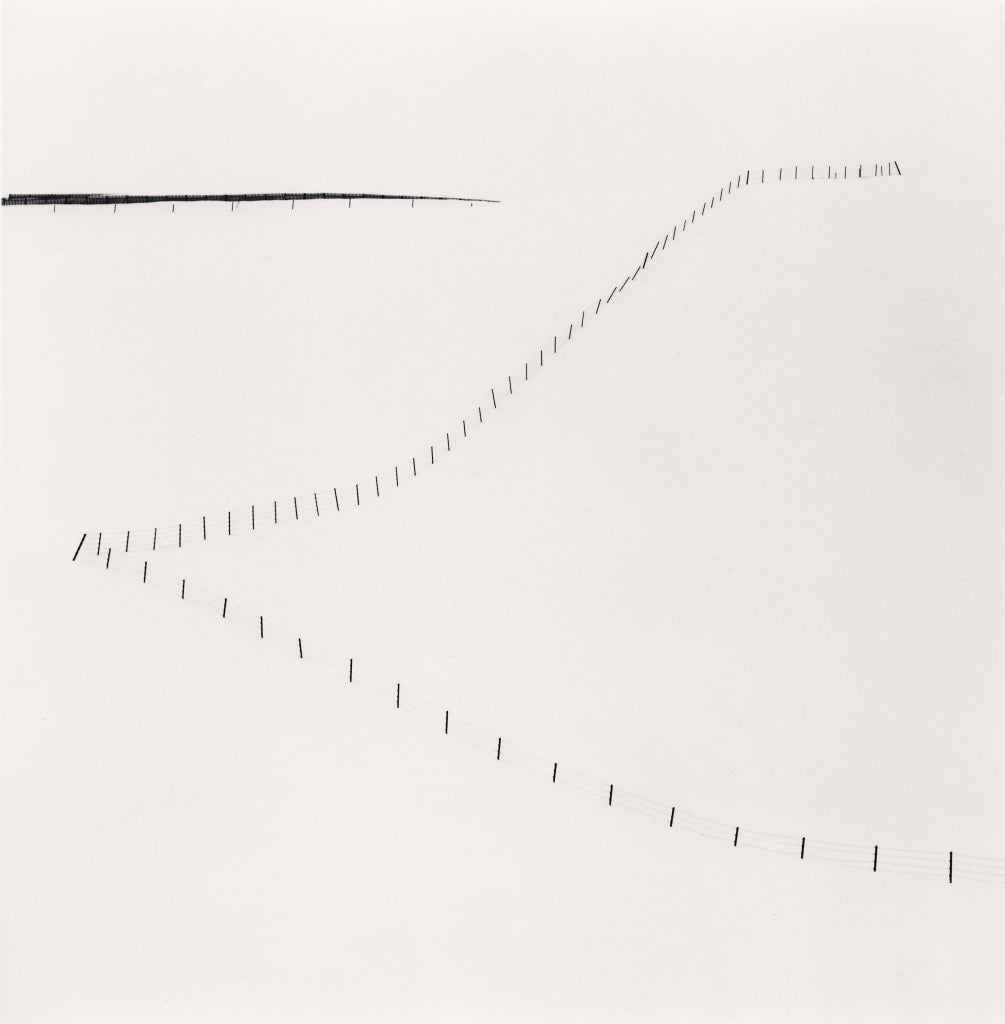 Hillside Fence, Study 6, Teshikaga, Hokkaido, Japan, 2007  - Michael Kenna 
Signed, dated and numbered 22/45 on mount
Signed, dated, inscribed with title and stamped with photographer's 
Copyright ink stamp on reverse
Sepia toned silver gelatin