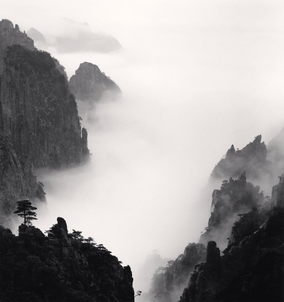 Huangshan Mountains, Study no 8, Anhui, China, 2008  - Michael Kenna 
Signed, dated and numbered on mount
Signed, dated, inscribed with title and stamped with photographer's copyright ink stamp on reverse
Sepia toned silver gelatin print
8 x 7 3/4