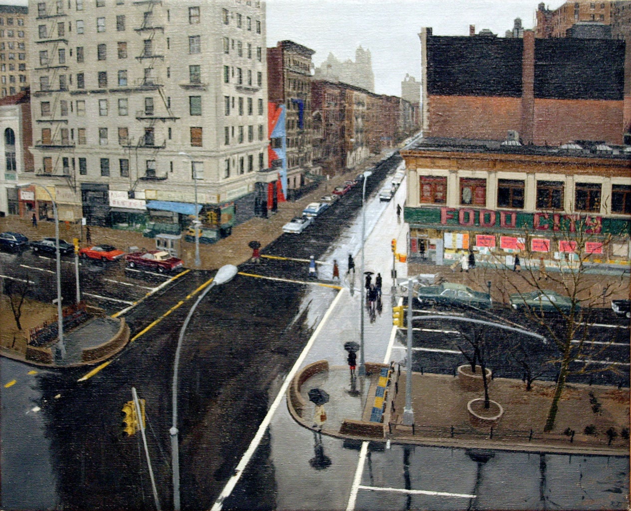 Rackstraw Downes Figurative Painting - 80th Street and Broadway