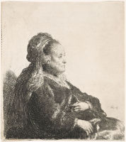 THE ARTISTS MOTHER SEATED, IN AN ORIENTAL HEADDRESS: HALF LENGTH