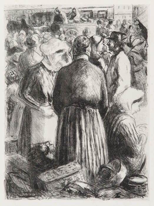 Camille Pissarro Landscape Print - MARCHÉ À PONTOISE (The Market at Pontoise)