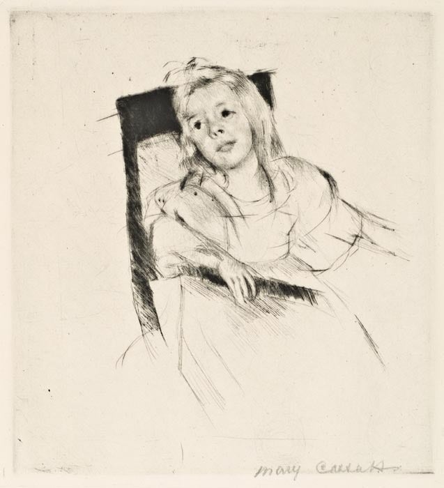 Mary Cassatt Portrait Print - Simone Resting Her Head on the Back of a Chair