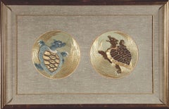 Antique Embroidered Roundels of Turtles