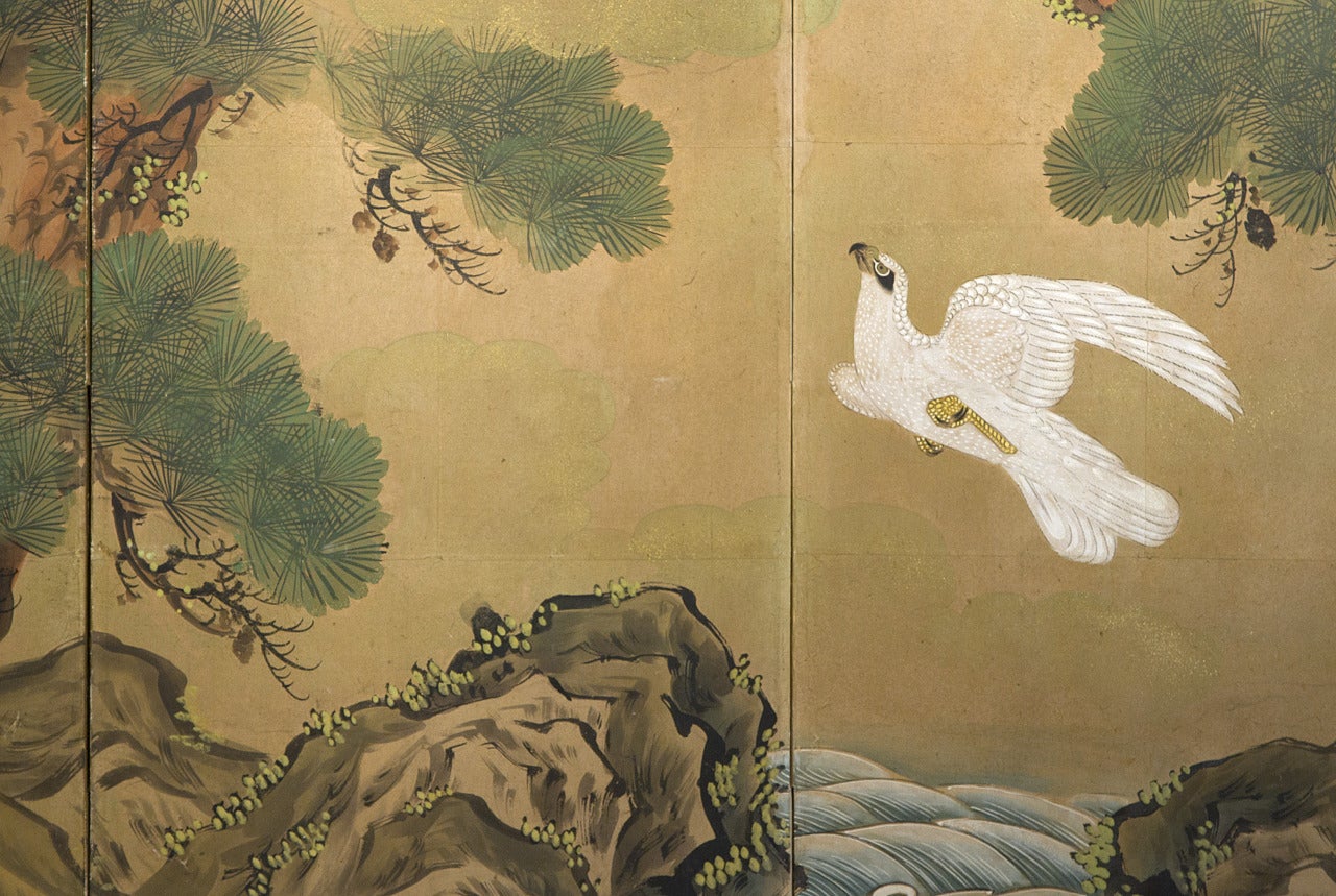 Byobu japonés de 6 paneles - Painting de Unknown