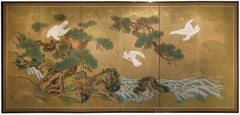 Antique 6 Panel Japanese Byobu