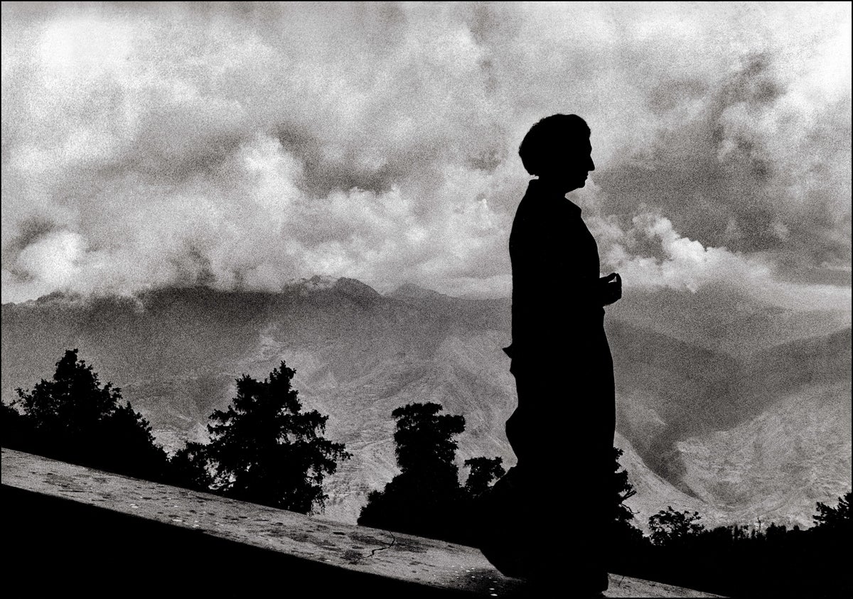Indira Gandhi on the Himalayas, Shimla - Photograph by Raghu Rai